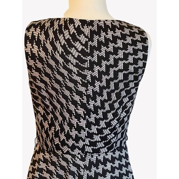 AB Studios Size Large Black White Geometric Pattern Sleeveless Midi Dress Work - Picture 8 of 11